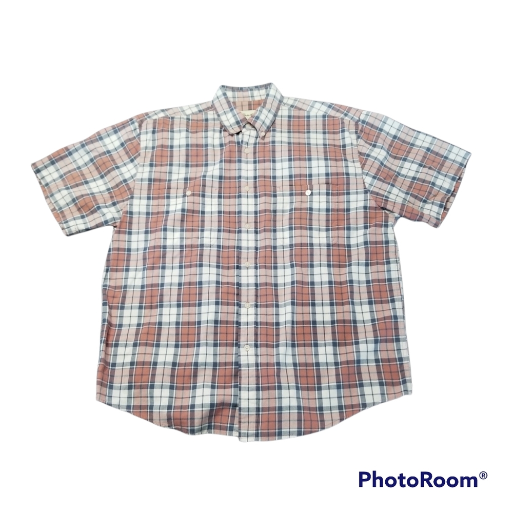 Eddie Bauer Cotton Plaid Button Collar N Front Shirt Sleeve Shirt. Men's…